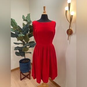 Handmade vintage Corduroy Red 1950s style dress with princess seams